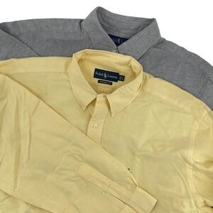 BUNDLE Polo Ralph Lauren Classic Fit Shirt Men's Long Sleeve Yellow‎ Gray